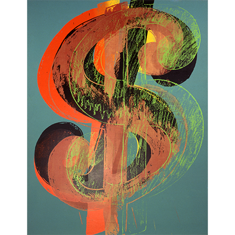 Andy Warhol, Dollar Sign, 1981, Acrylique sur toile, 278 x 178 cm, Collection Mamac, Nice, Muriel Anssens/Mamac Nice © The Andy Warhol Foundation for the Visual Arts, Inc. / Licensed by ADAGP, Paris, 2023