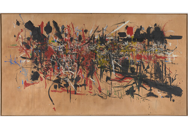 La Bataille de Bouvines, 25 avril 1954, Huile sur toile, 250 x 600 cm © Centre Pompidou MNAM _ Bertrand Prévost _ Dist. Grand Palais Rmn © Adagp, Paris, 2025