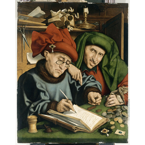 Marinus van Reymerswaele, Collecteurs d'impôts, XVIe siècle, Huile sur bois, 86,5 x 70 cm, musée du Louvre, Département de Peintures, Paris, © RMN-Grand Palais (musée du Louvre) / Gérard Blot