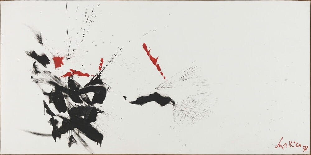 Karaté, Georges Mathieu, 1971 © Centre Pompidou, MNAM-CCI, Dist. GrandPalaisRmn / Philippe Migeat| Christian Bahier © adagp, Paris, 2025